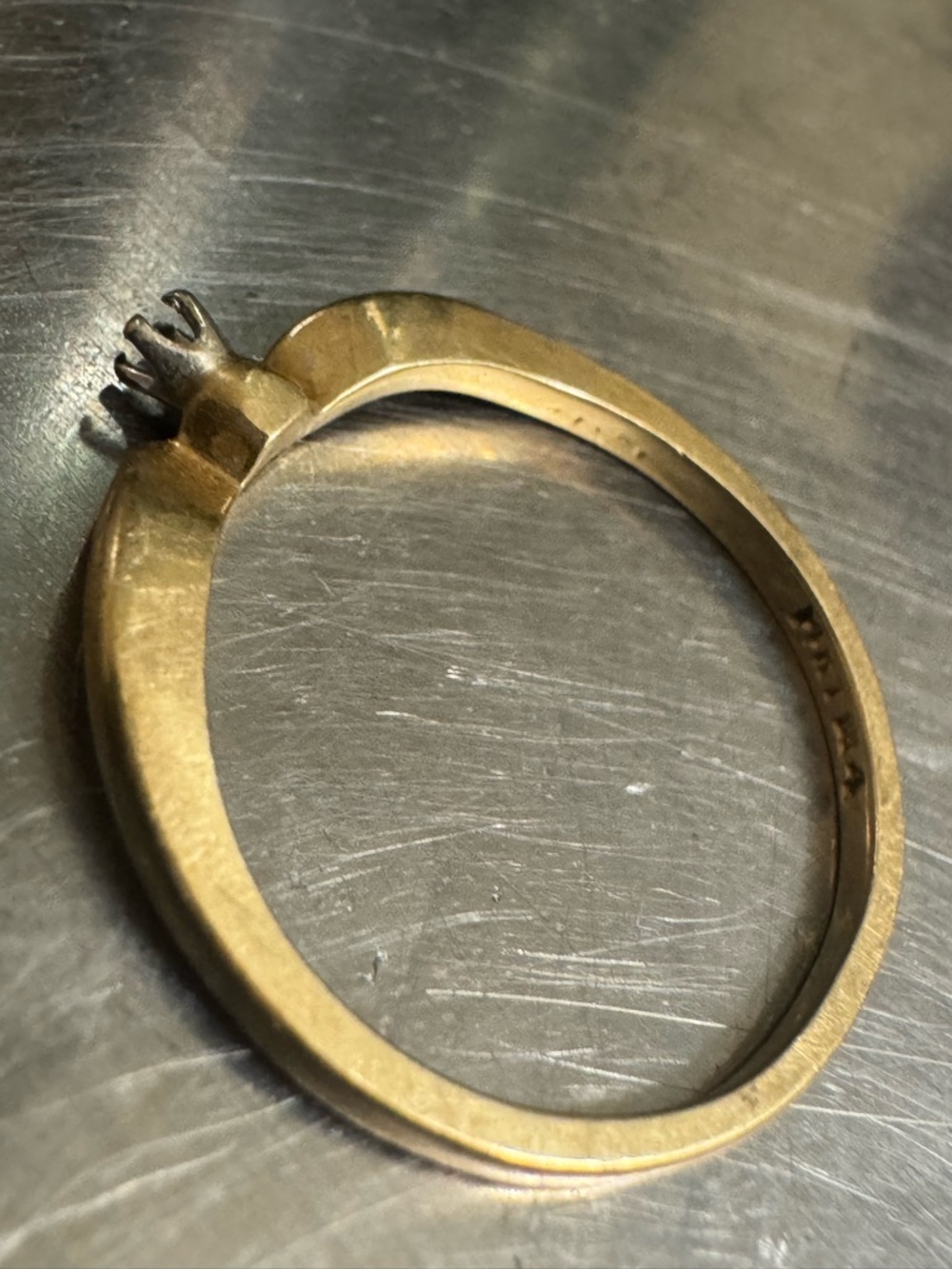 Marked | 1.5g | 14KP Gold Empty Solitaire Ring Setting Size 5 - Picture 4 of 8